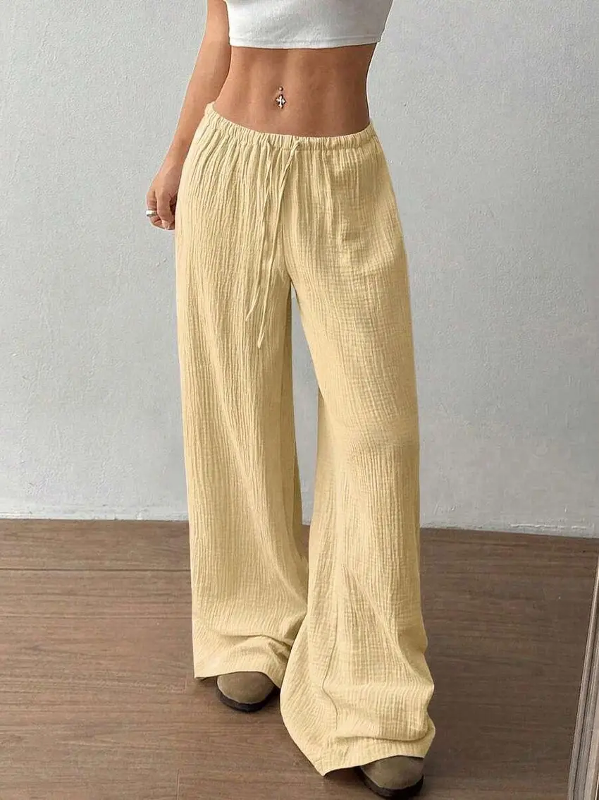 ŻÓŁTE BAWEŁNIANE SPODNIE CASUAL