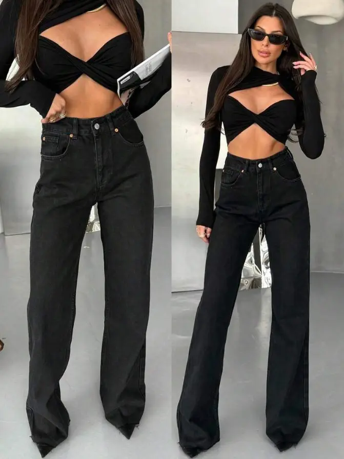 CZARNE SPODNIE JEANS