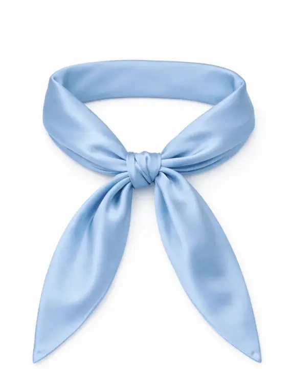 satynowa niebieska chustka bandana