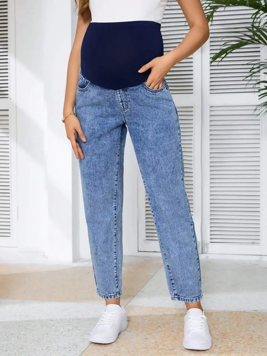 NIEBIESKIE SPODNIE CIĄŻOWE JEANS