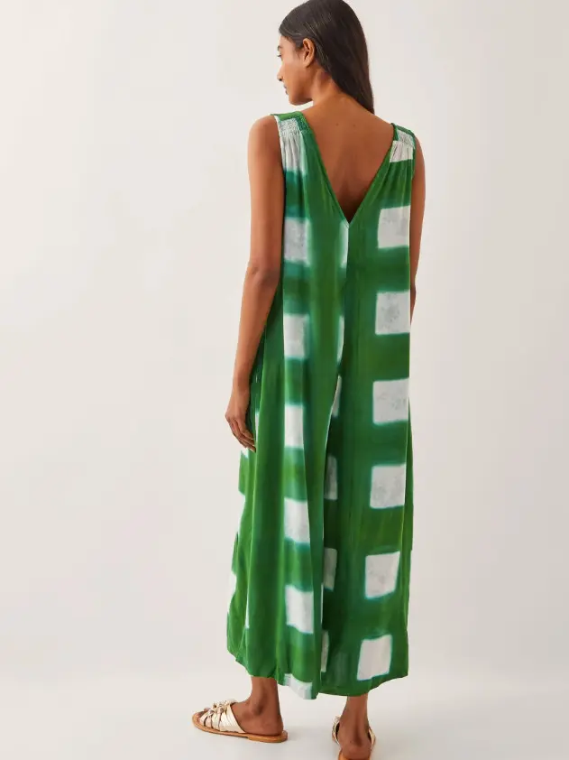 ZIELONY KOMBINEZON V NECK PRINT