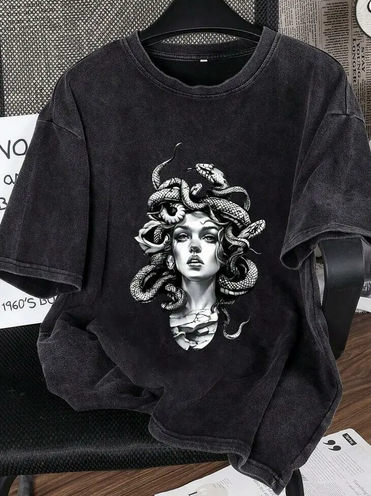 szary t-shirt print