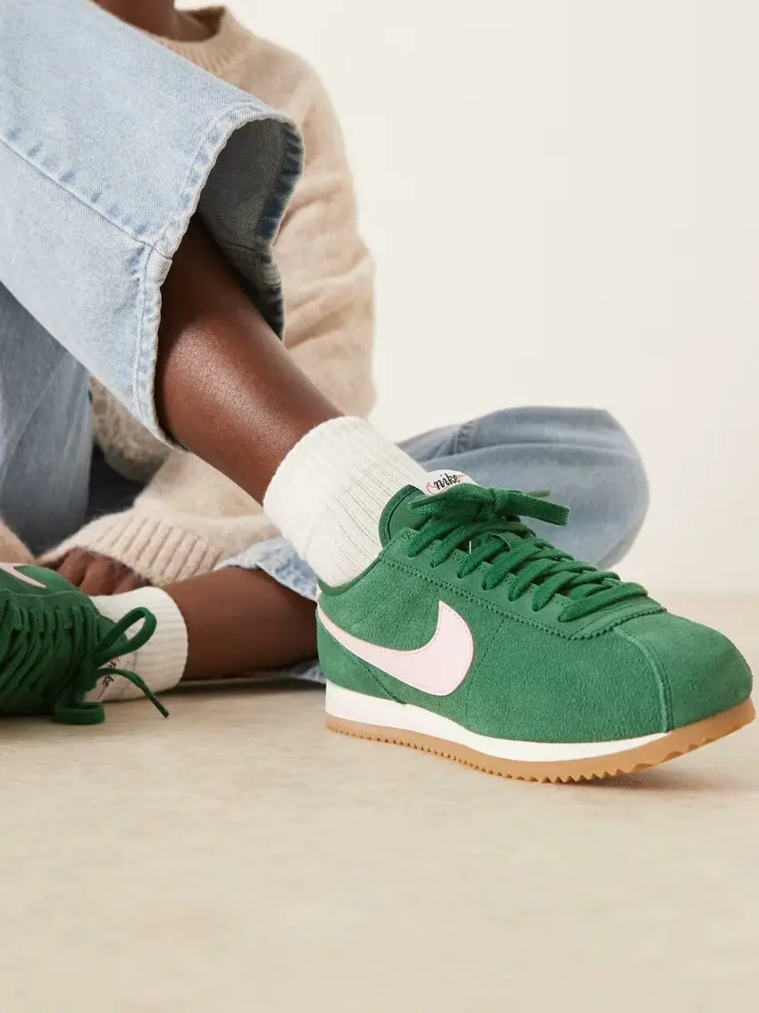 zielone buty sportowe zamsz  Cortez