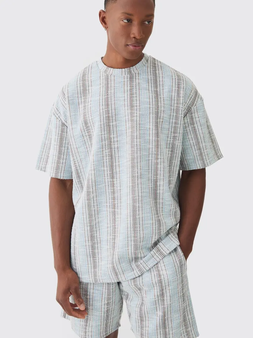 T-SHIRT OKRĄGŁY DEKOLT WZÓR PASKI