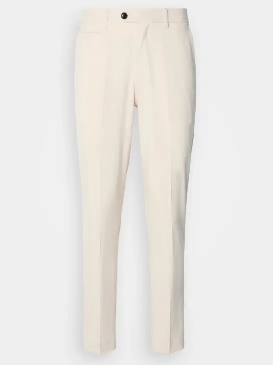 BEŻOWE SPODNIE SLIM FIT KIESZENIE ZAMEK