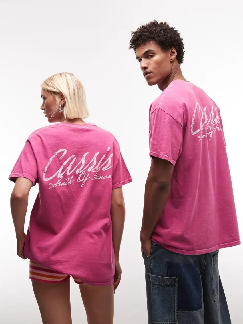 RÓŻOWY T-SHIRT PRINT OKRĄGŁY DEKOLT