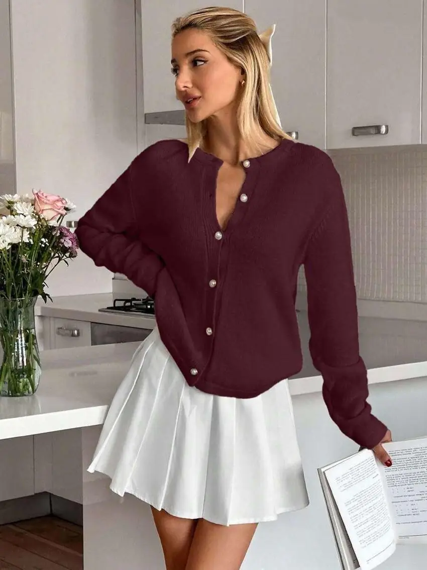 BORDOWY SWETER GUZIKI