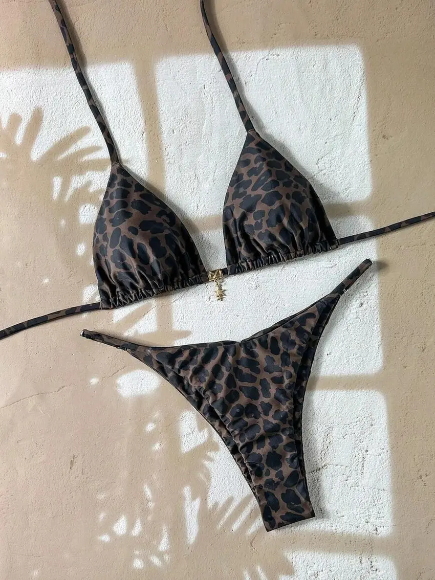 dwuczęściowy strój kąpielowy animal print