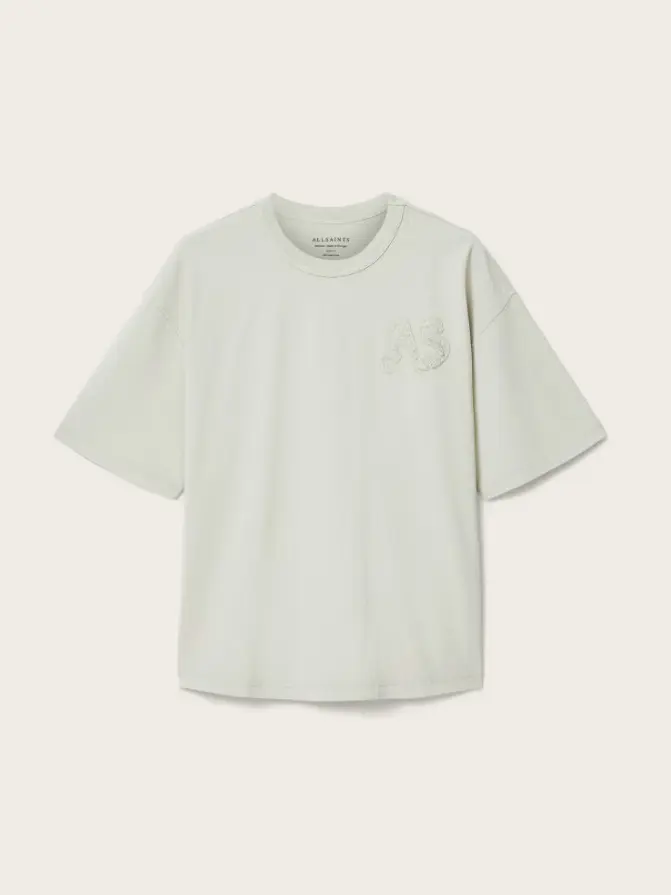bawełniany zielony t-shirt okrągły dekolt logo haft