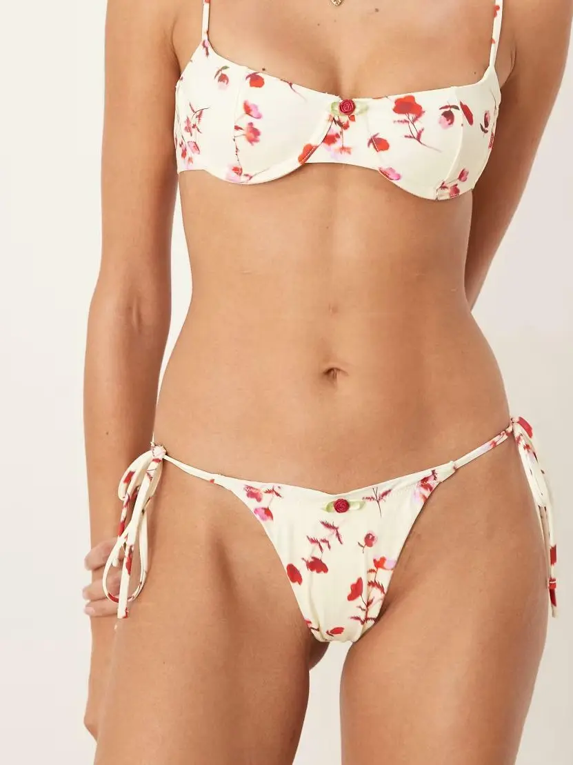 dół od bikini print kwiaty