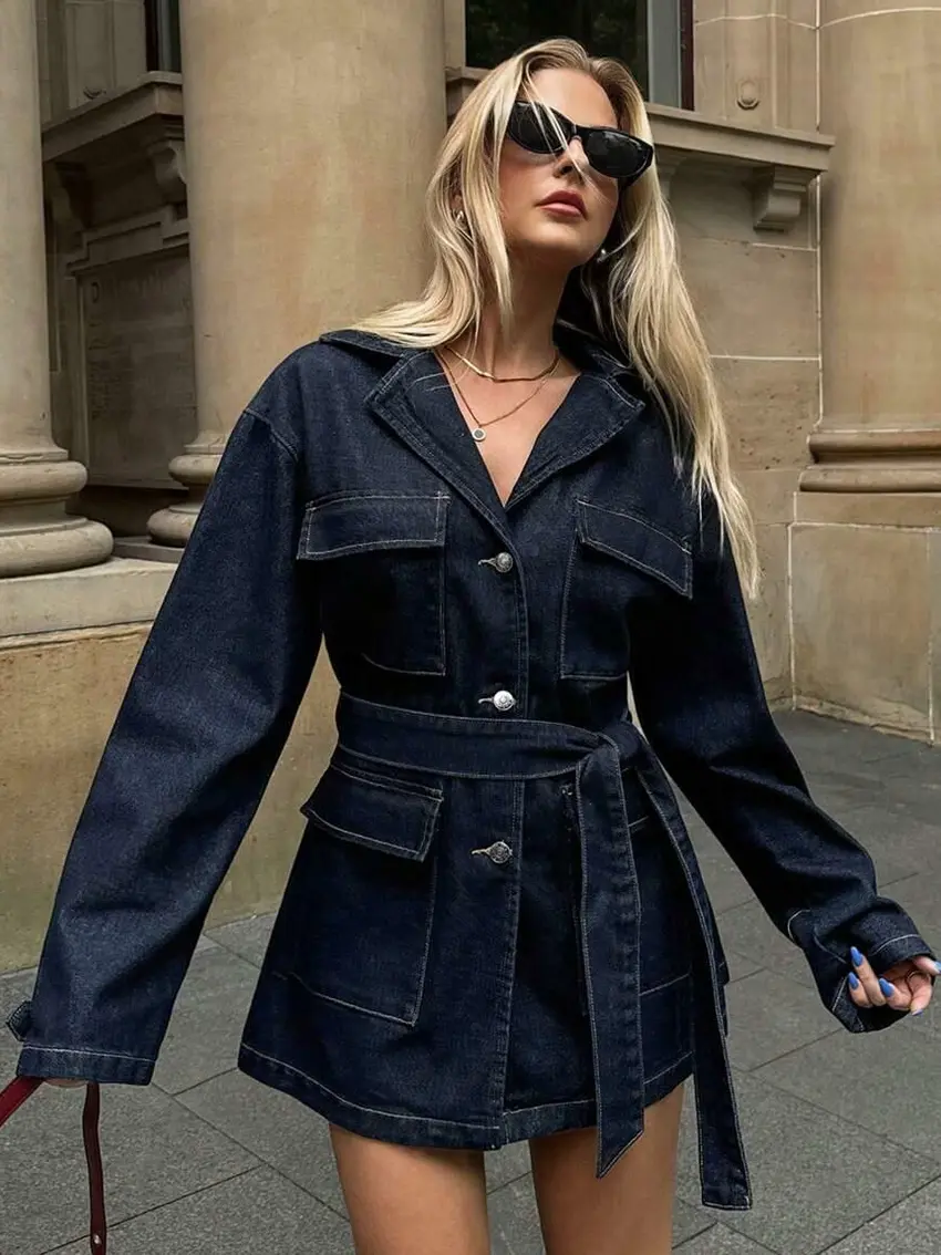 GRANATOWA SUKIENKA JEANS