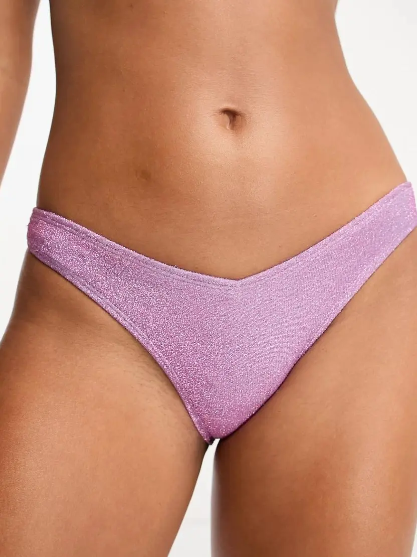 fioletowy brokatowy dół od bikini