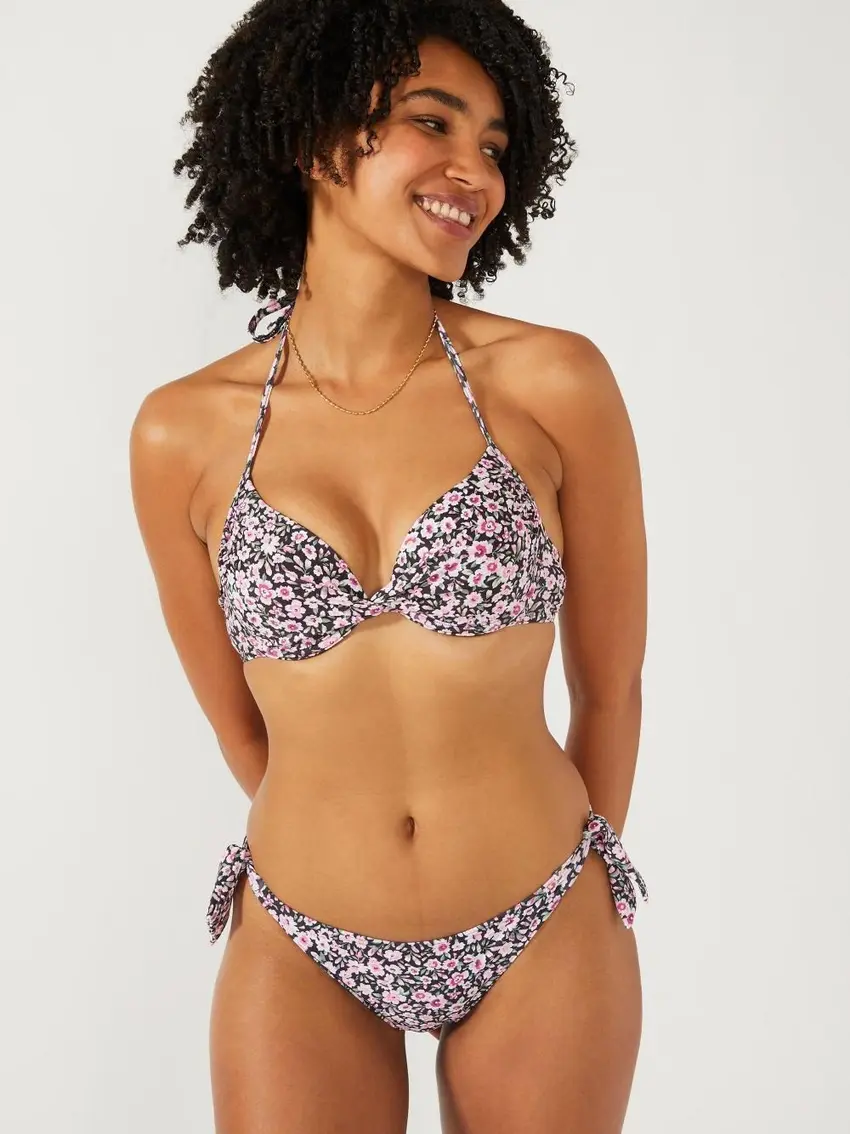 DÓŁ OD BIKINI WZÓR KWIATY WIĄZANIE