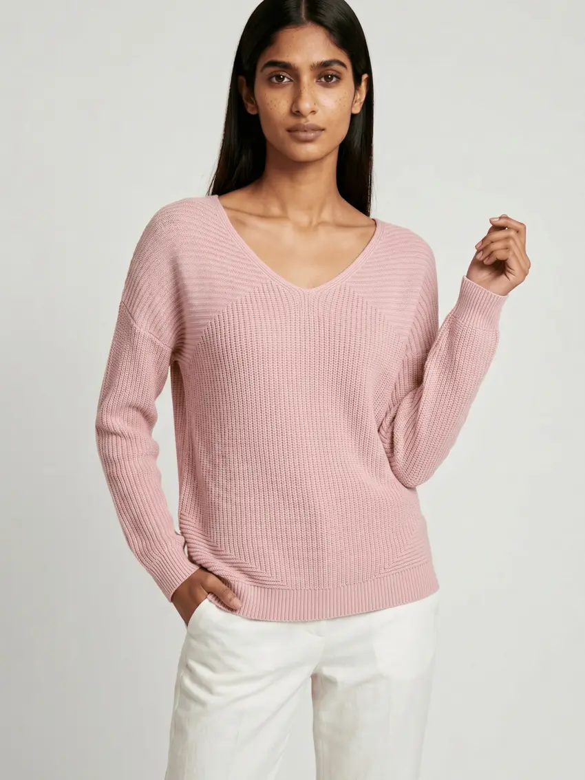 różowy sweter wiązanie