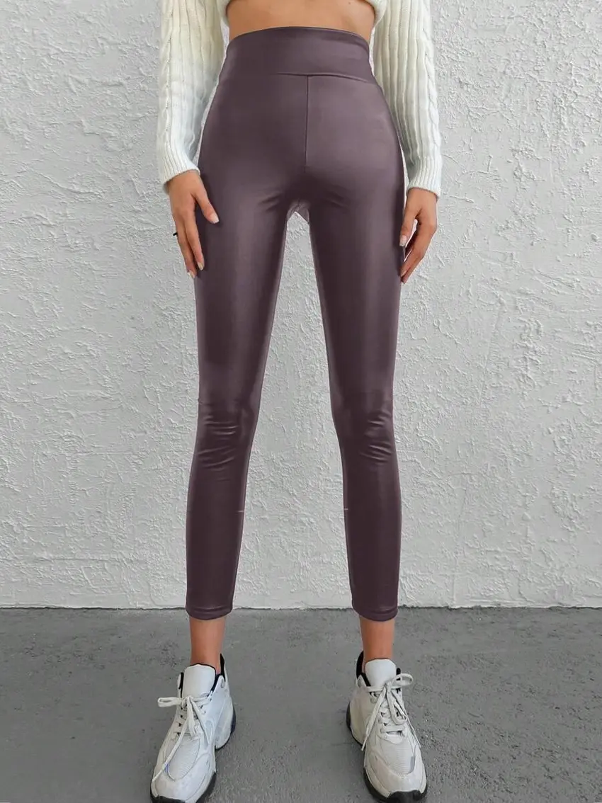 legginsy imitacja skóry wysoki stan