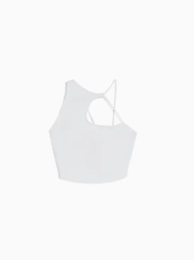 PRĄŻKOWANY BIAŁY CROP TOP