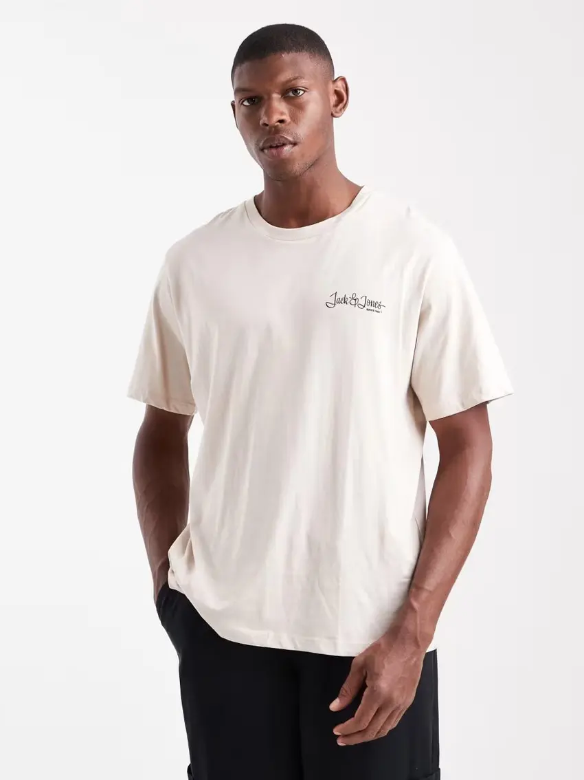 beżowy t-shirt print