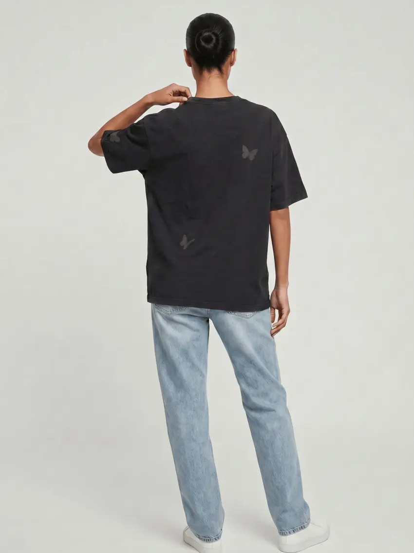 czarny t-shirt oversize NADRUK