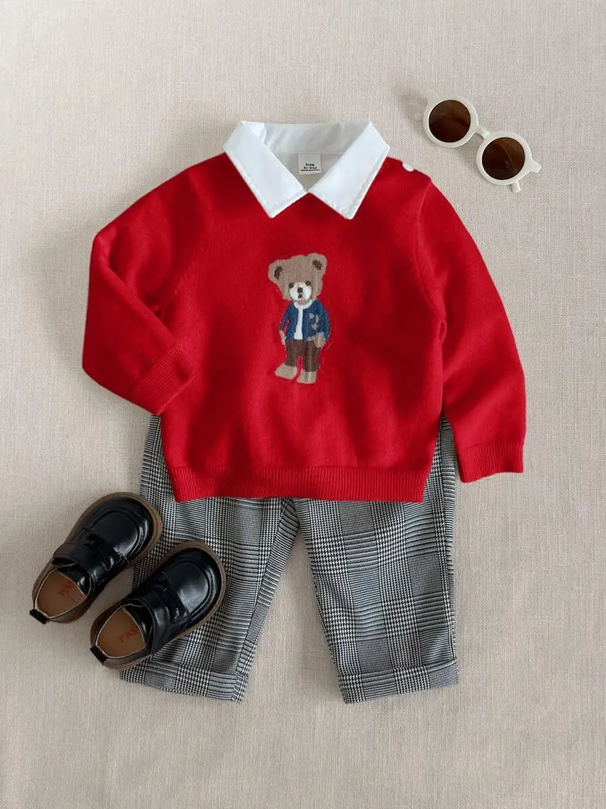 CZERWONY SWETER DZIANINA