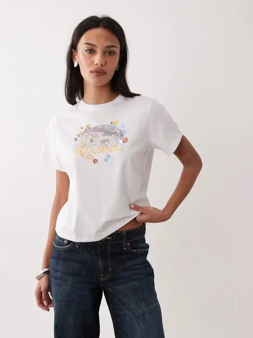 biały t-shirt print