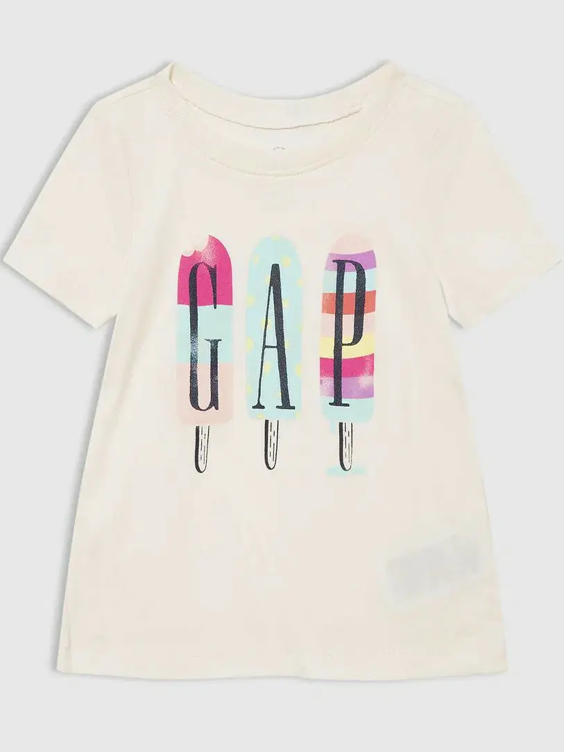 KREMOWY T-SHIRT LOGO NADRUK