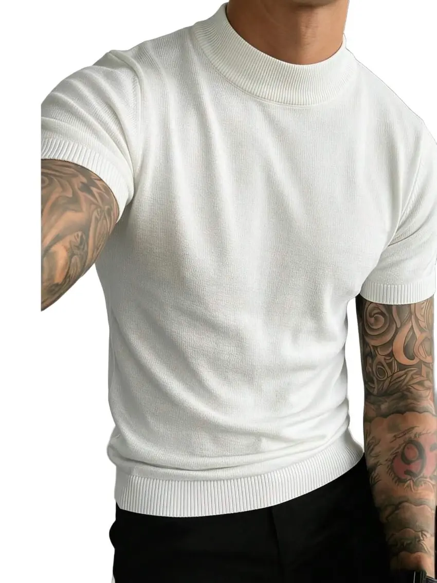 biały t-shirt stójka