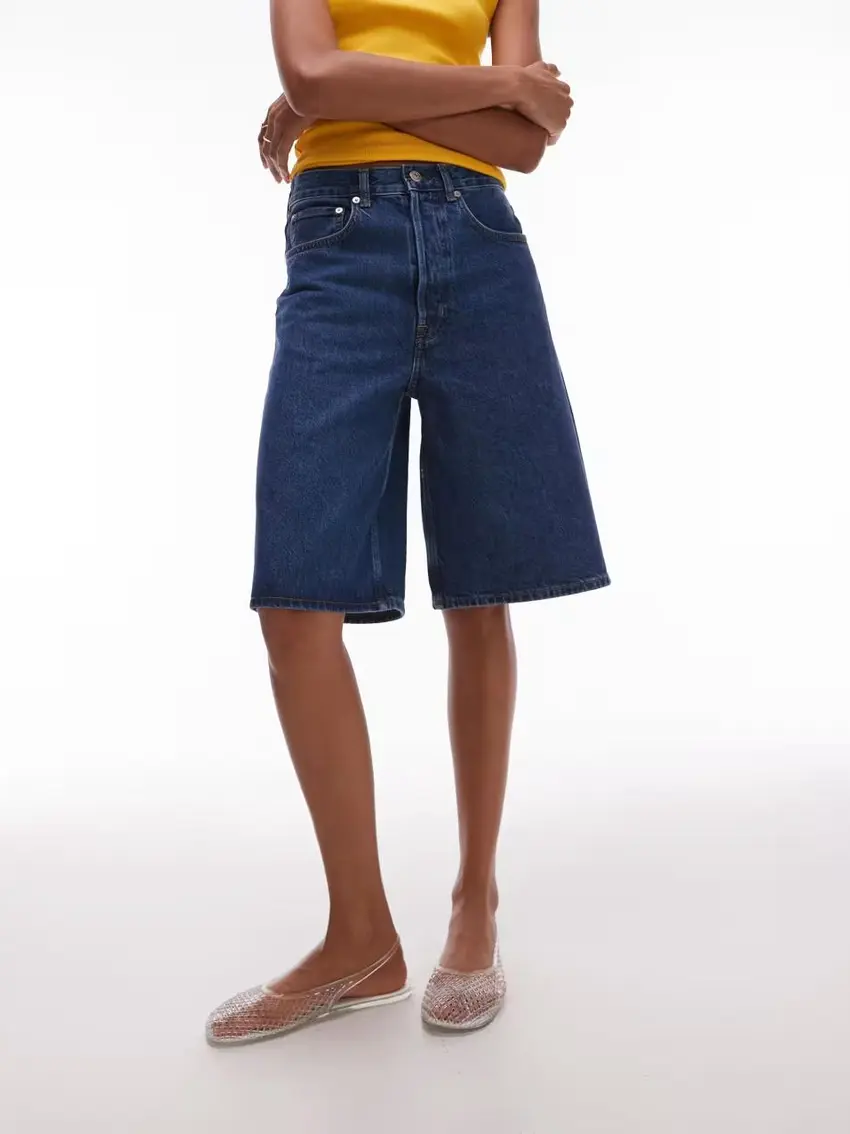KRÓTKIE SPODENKI JEANS KIESZENIE GUZIKI