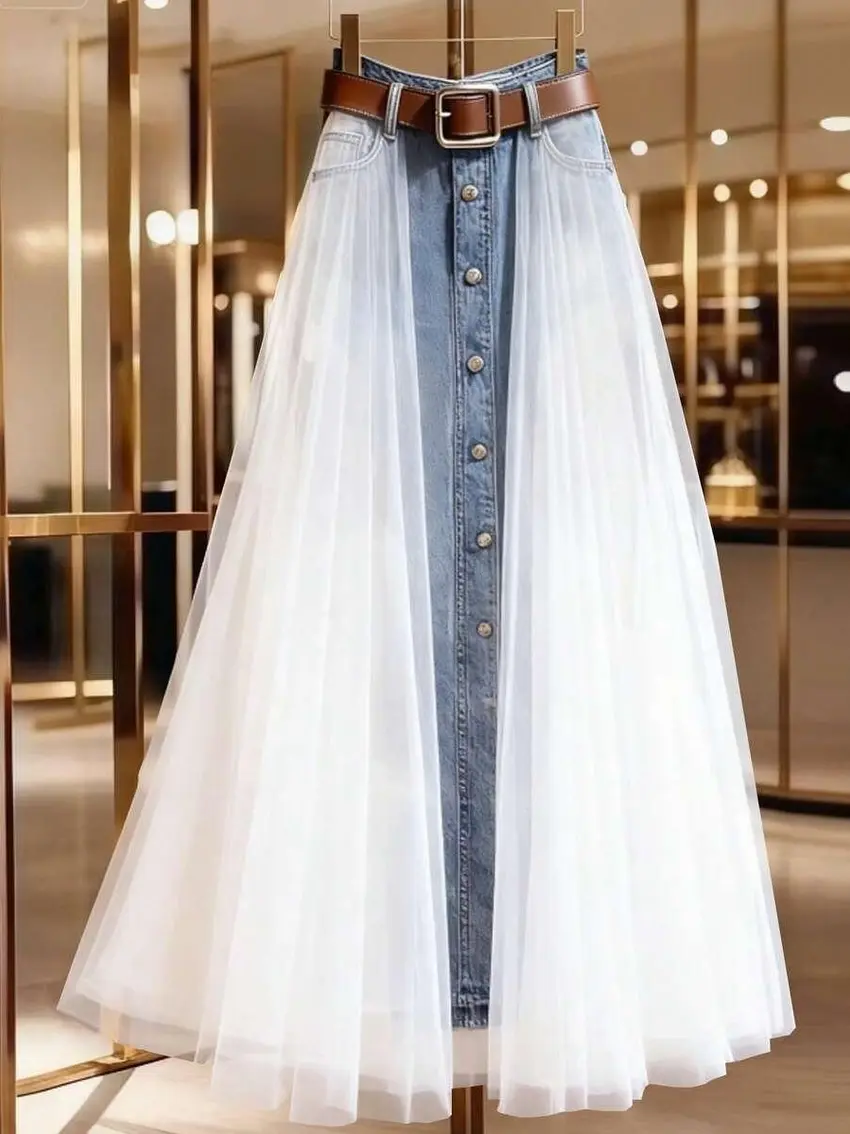 spódnica maxi tiul jeans