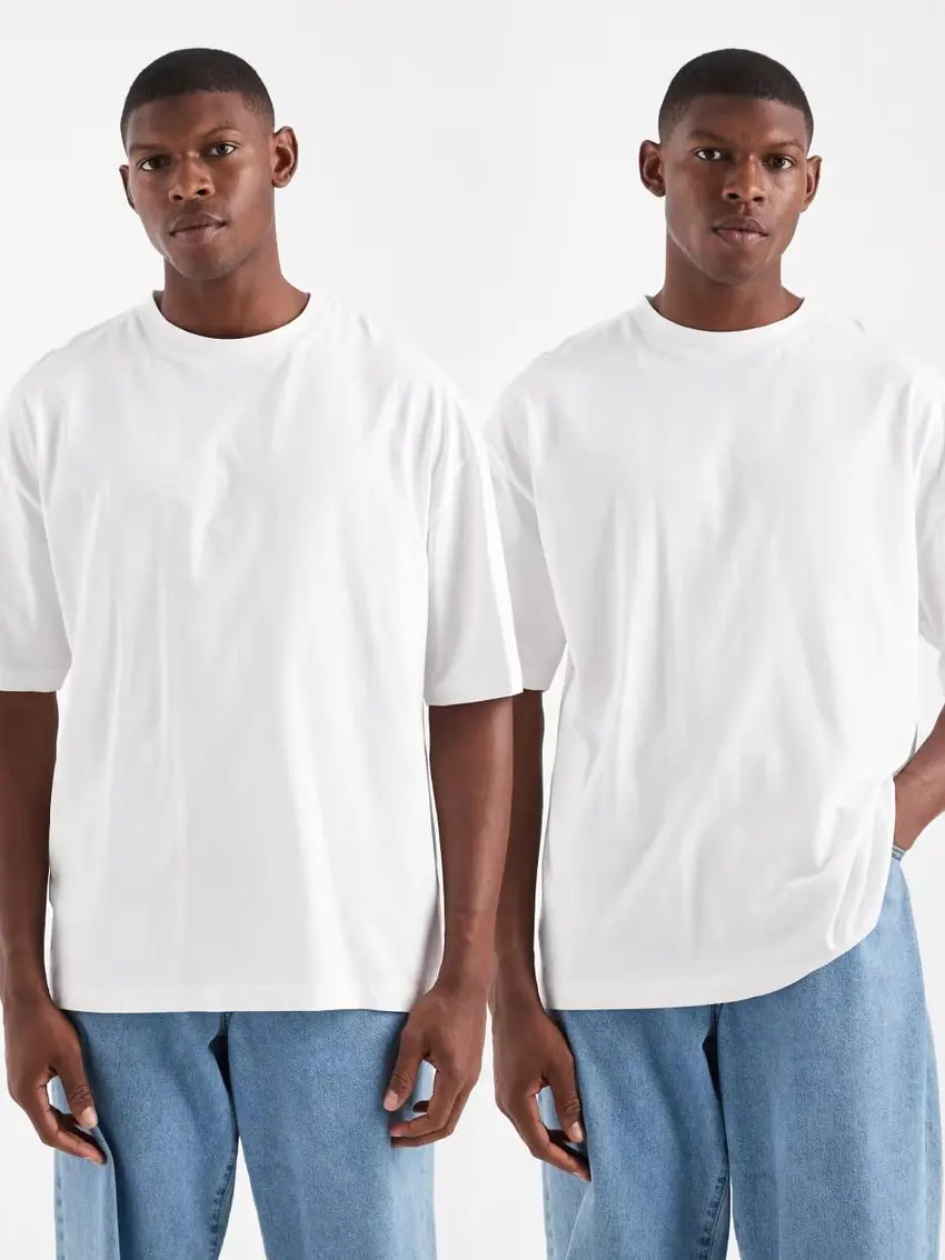 BIAŁY T-SHIRT OKRĄGŁY DEKOLT casual
