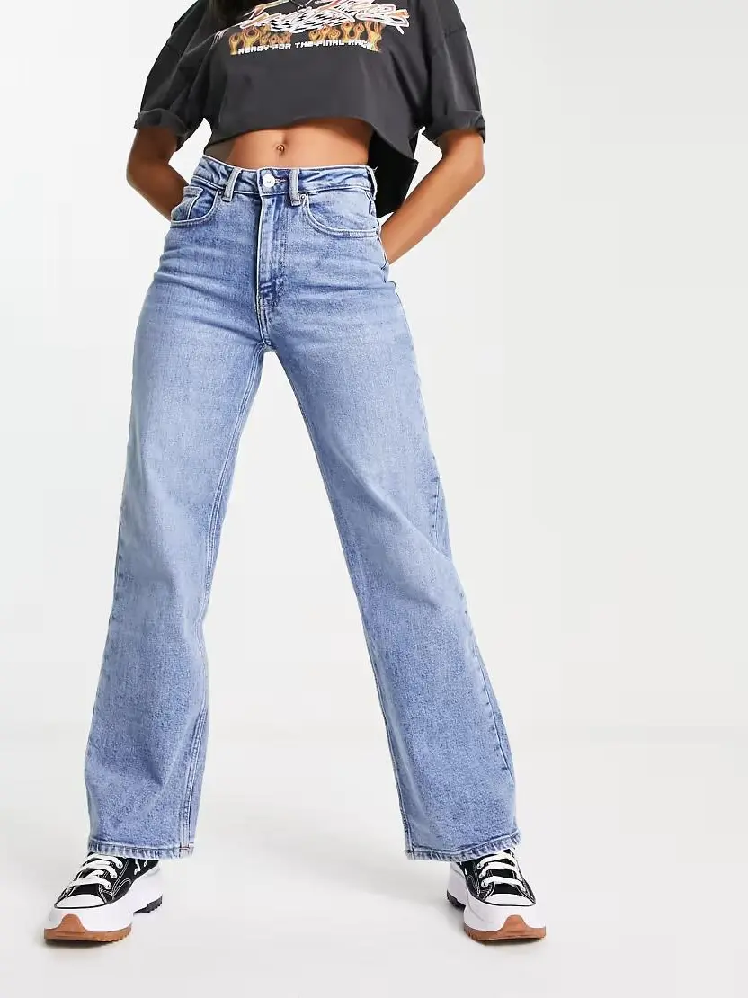 NIEBIESKIE SPODNIE JEANS prosta NOGAWKA