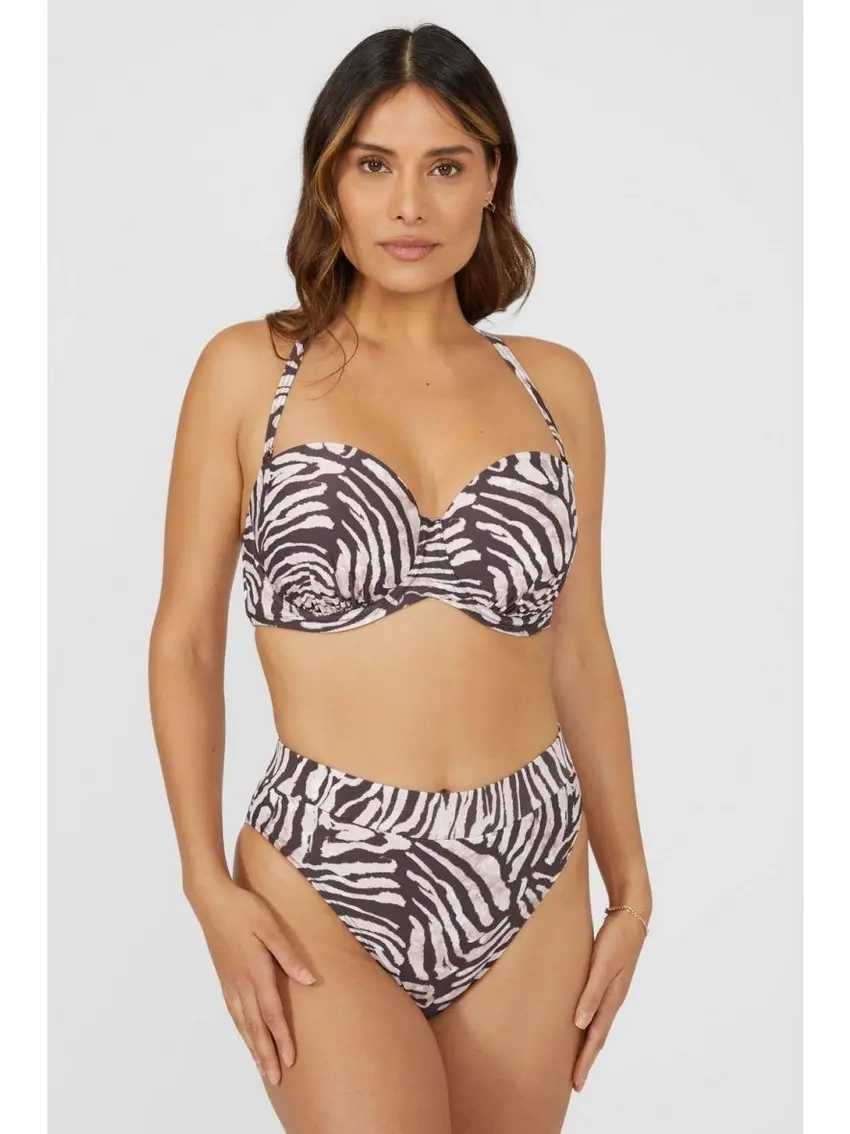 dół od bikini animal print wysoki stan