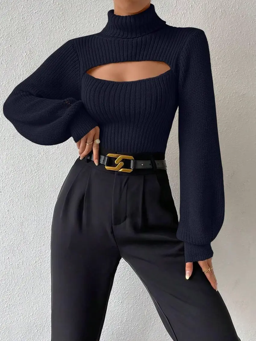 granatowy sweter dzianina