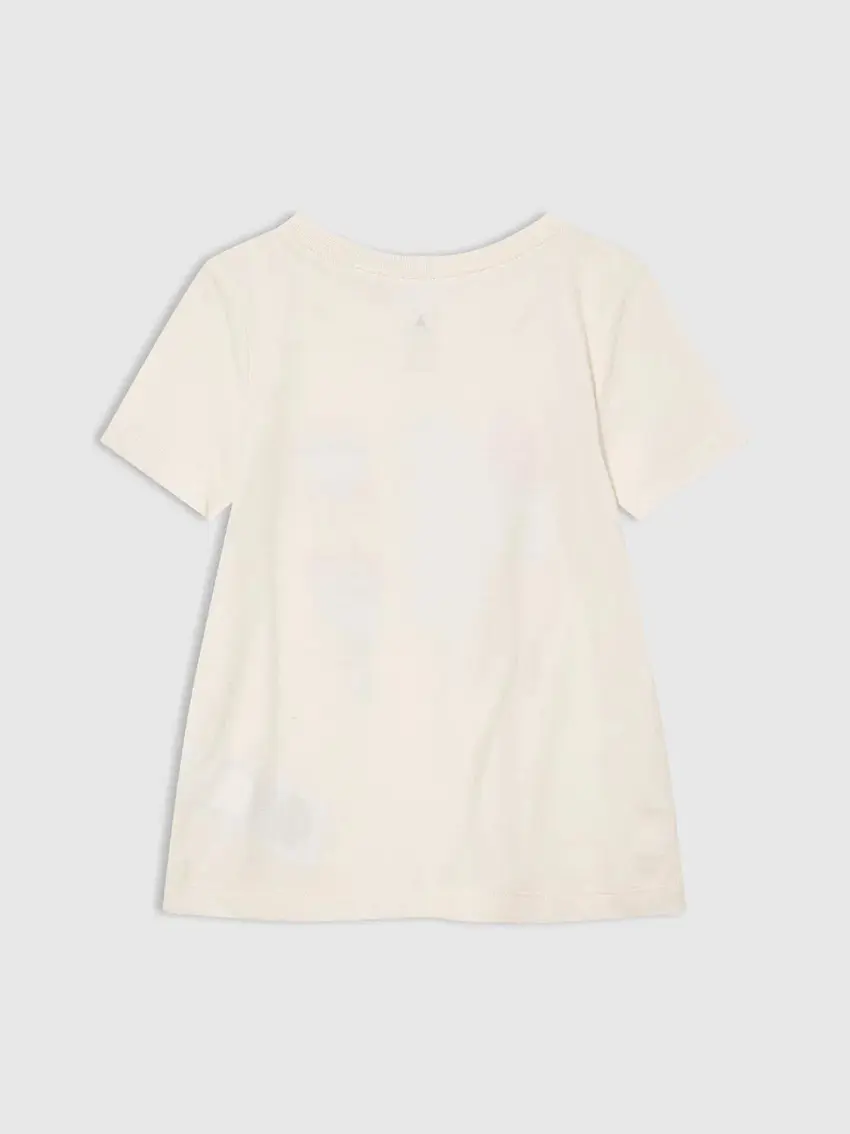 KREMOWY T-SHIRT LOGO NADRUK
