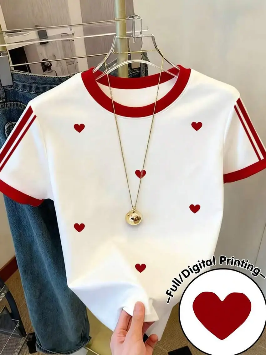 BIAŁY T-SHIRT SERCA