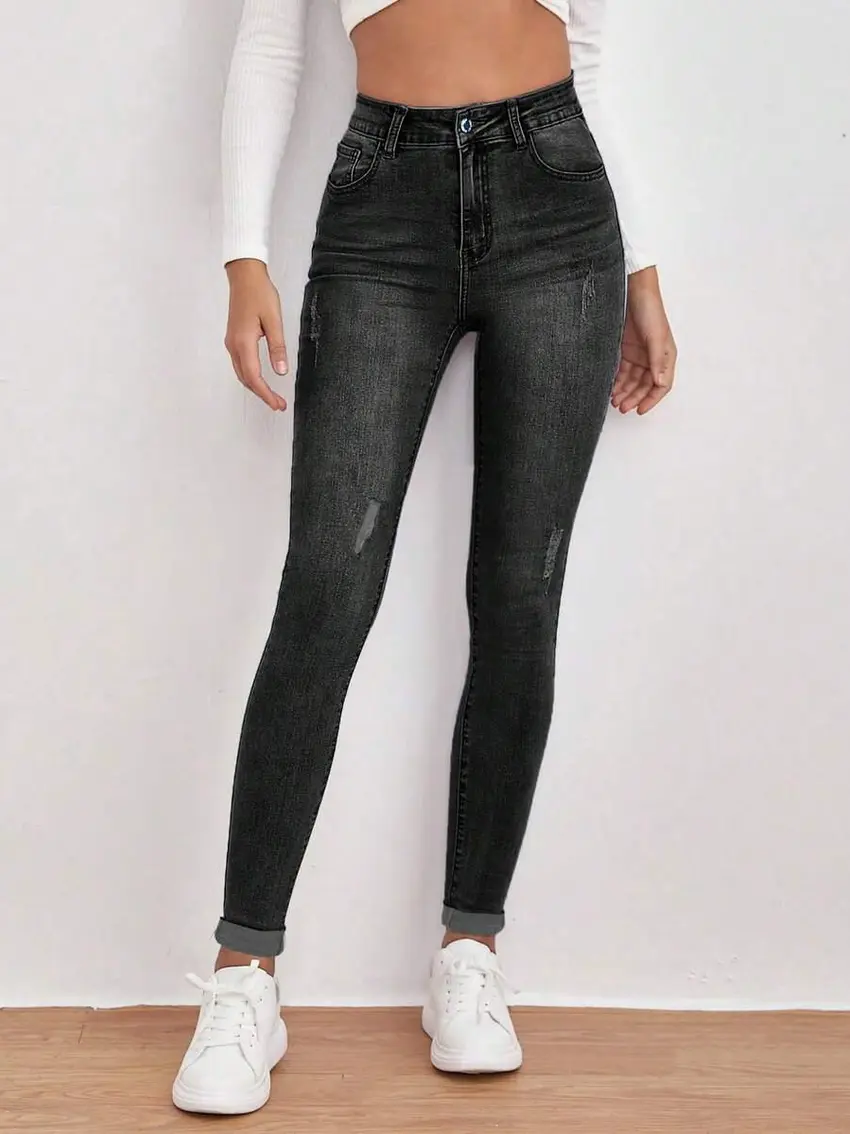 CZARNE SPODNIE JEANS