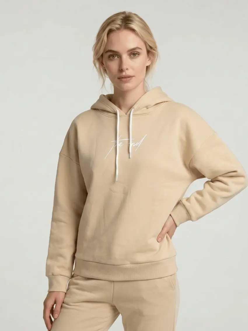 BEŻOWA BLUZA OVERIZE KAPTUR