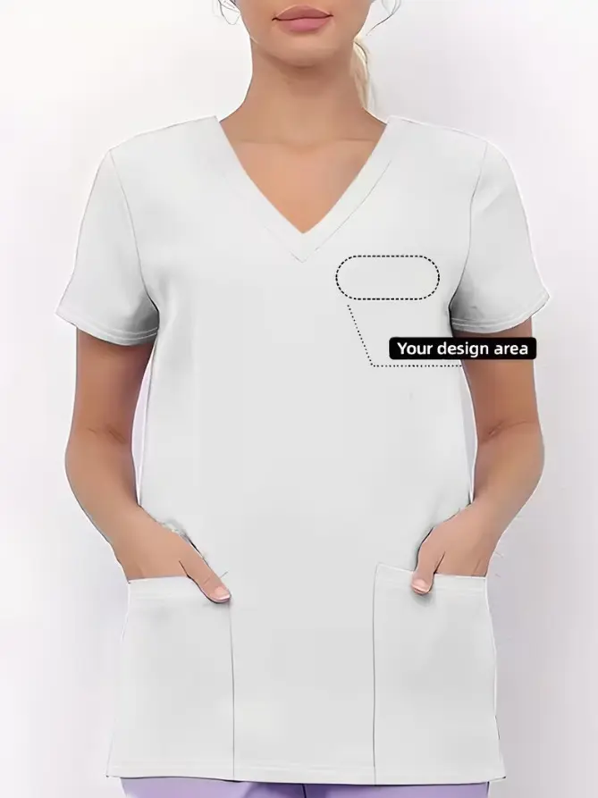 biały fartuch t-shirt kieszenie