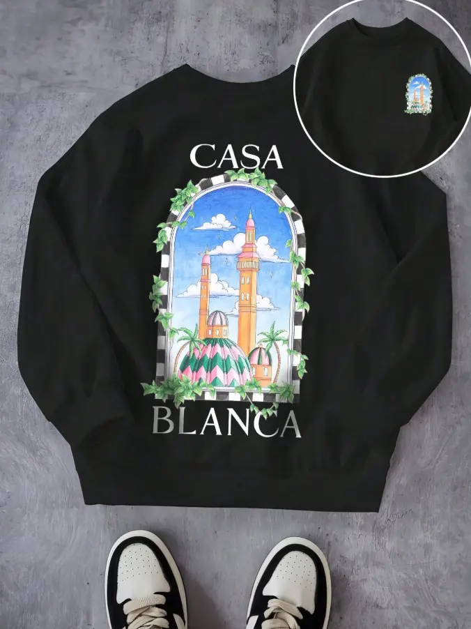 czarna bluza casa blanca nadruk