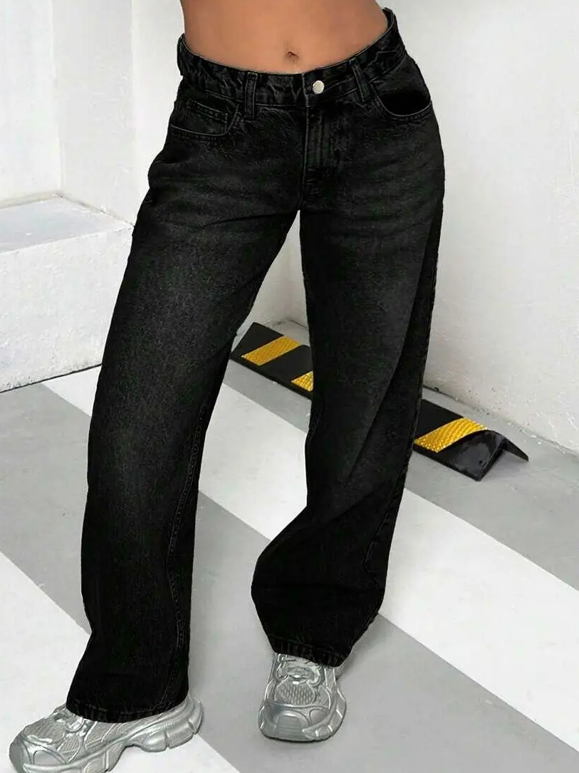 czarne spodnie jeans niski stan