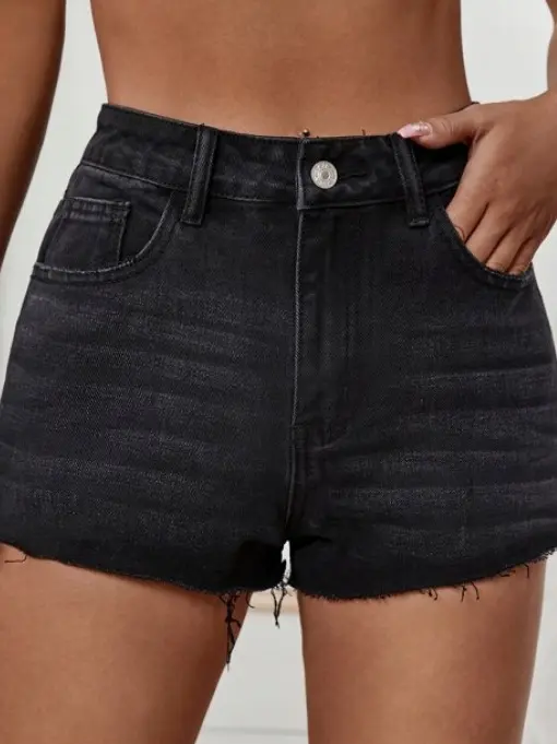 CZARNE KRÓTKIE SPODENKI JEANS