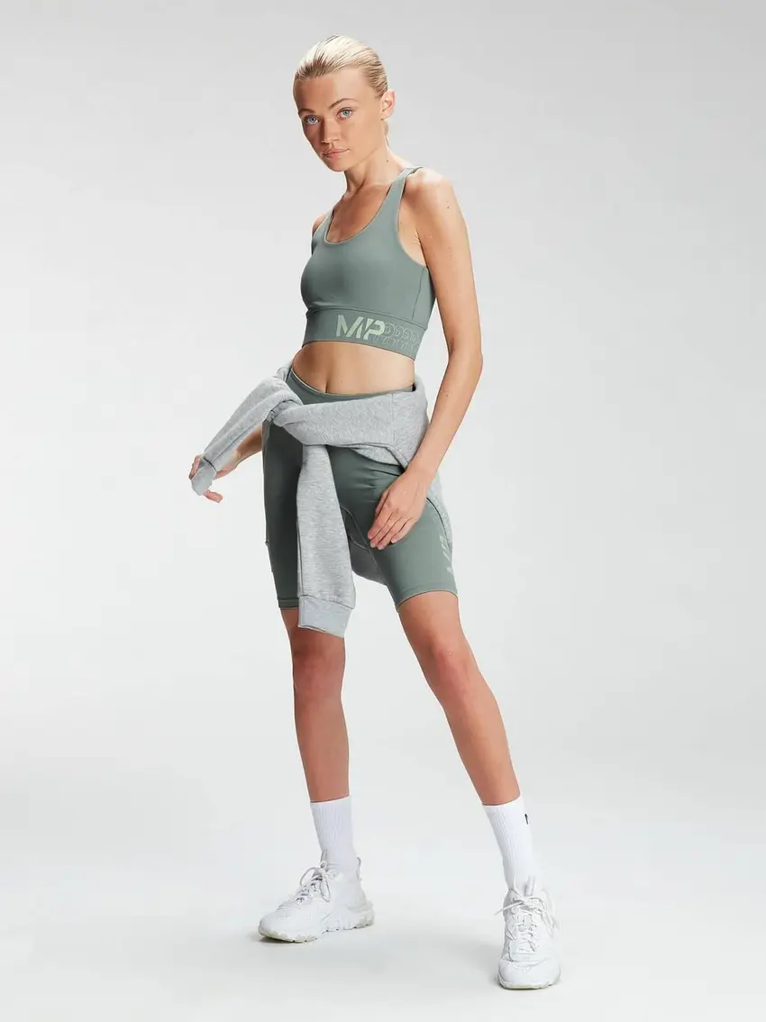 ZIELONY CROP TOP BIUSTONOSZ SPORTOWY NADRUK LOGO