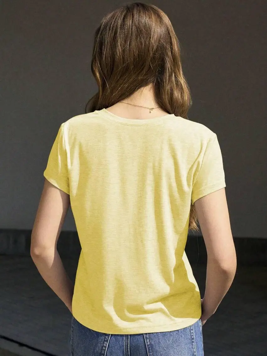 żółta bluzka v-neck wzór print