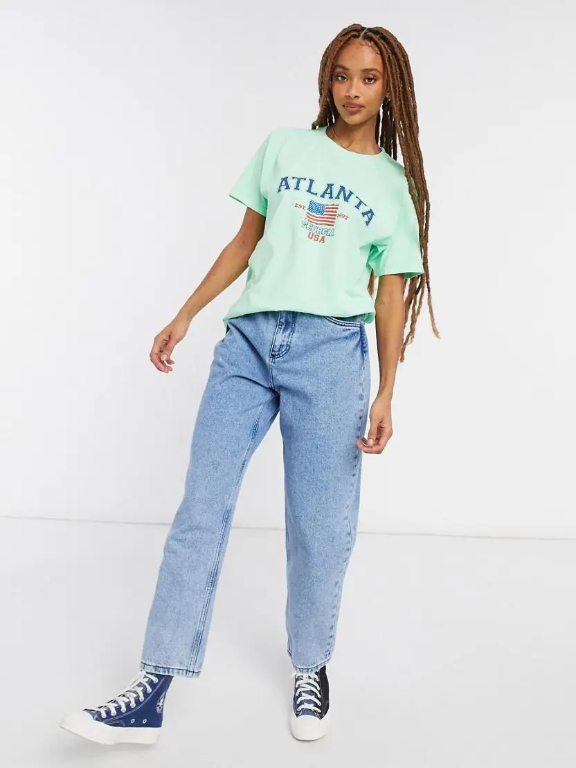 zielony t-shirt okrągły dekolt