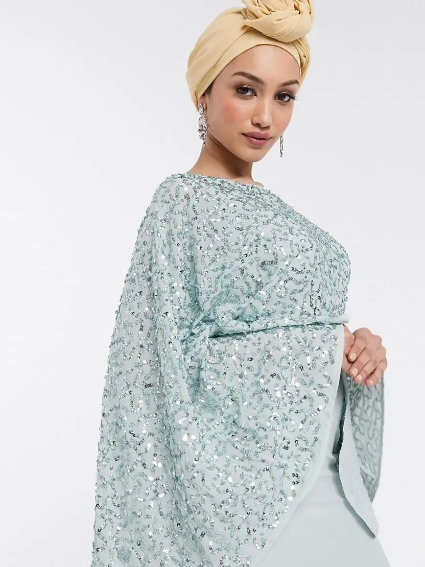 NIEBIESKA MAXI SUKIENKA zdobienie cekiny