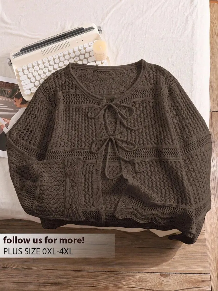 brązowy sweter wiązanie