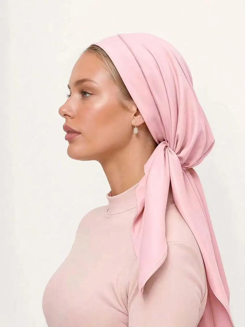 RÓŻOWY TURBAN NA GŁOWĘ