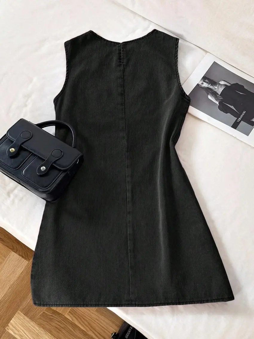 CZARNA MINI SUKIENKA JEANS