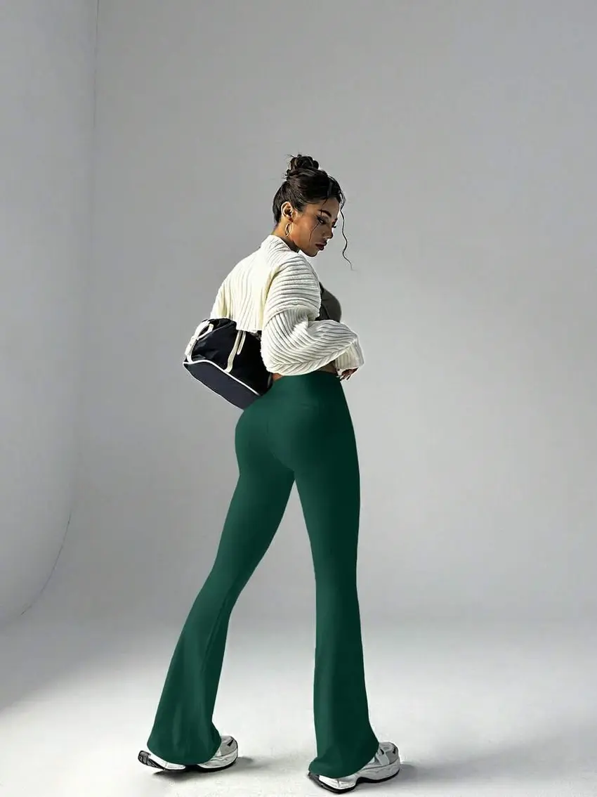 zielone sportowe legginsy