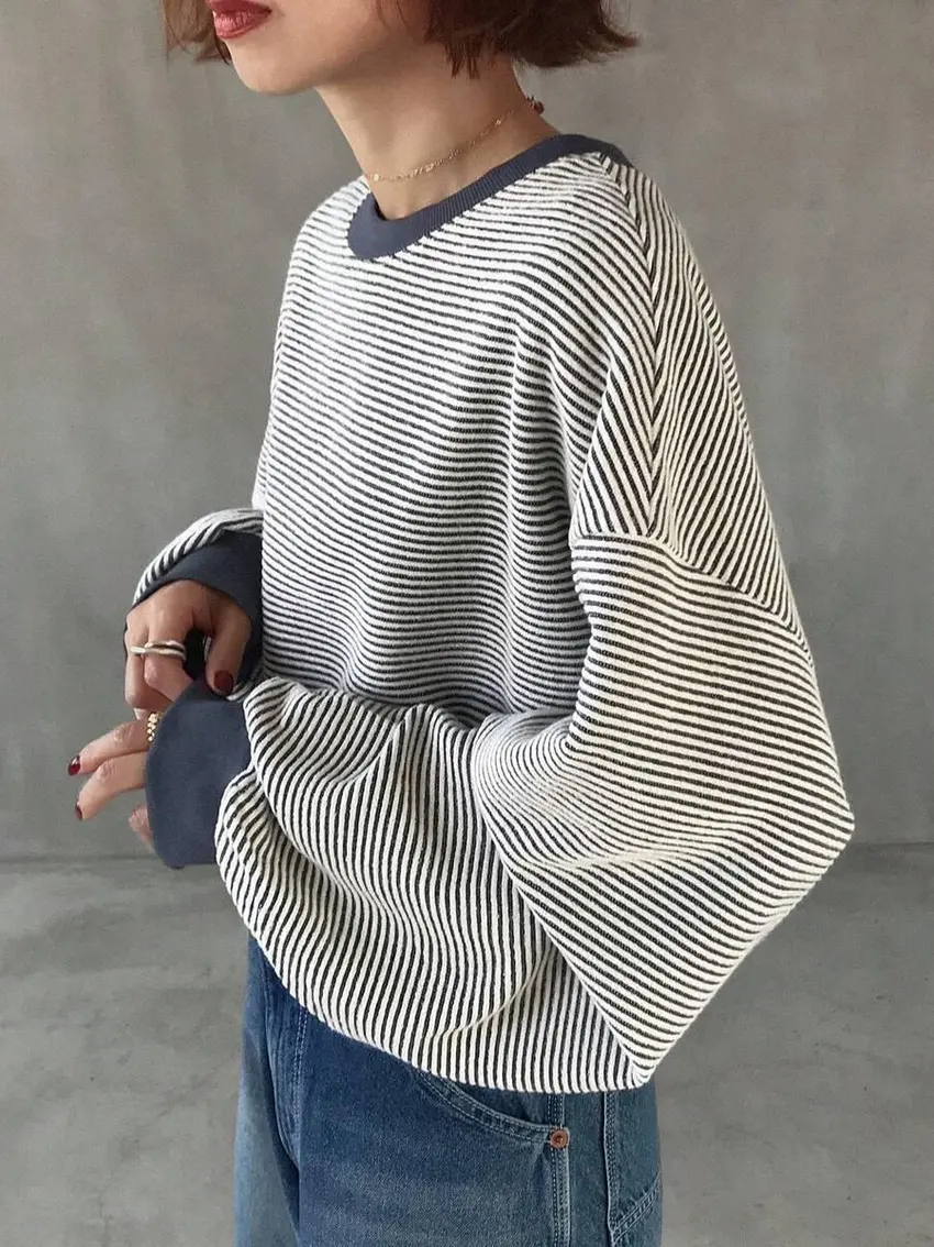 bluza długi rękaw wzór paski