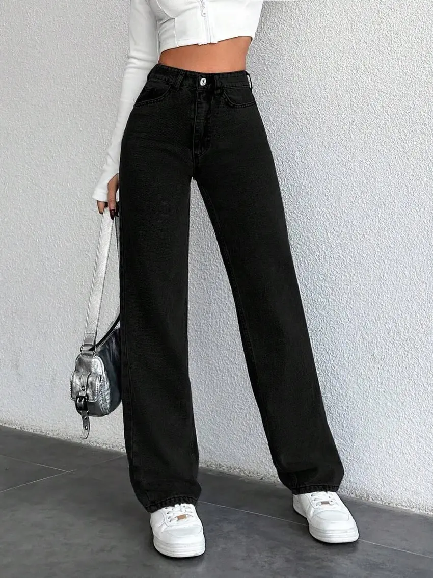 CZARNE SPODNIE JEANS
